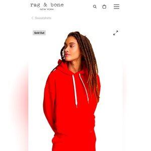 Rag & Bone City Sweatshirt in geranium red. Size S.